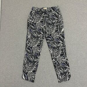Marine Layer Allison Ankle Pant Phantom Foliage Print Womens Small Navy White